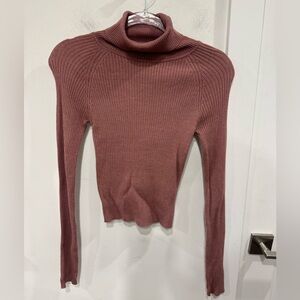 Love Tree Women's Ribbed Turtleneck Sweater - Mauve